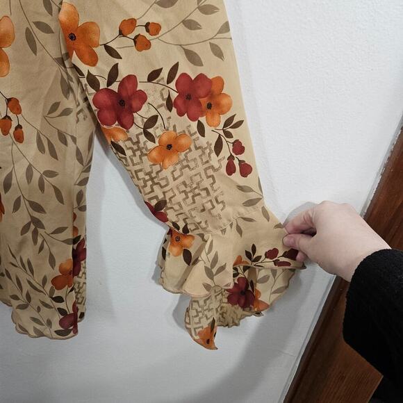 90s Fashion Bug Floral Womans Top Flouncy Sleeves Whimsical Fairycore Sz Medium - Picture 4 of 5